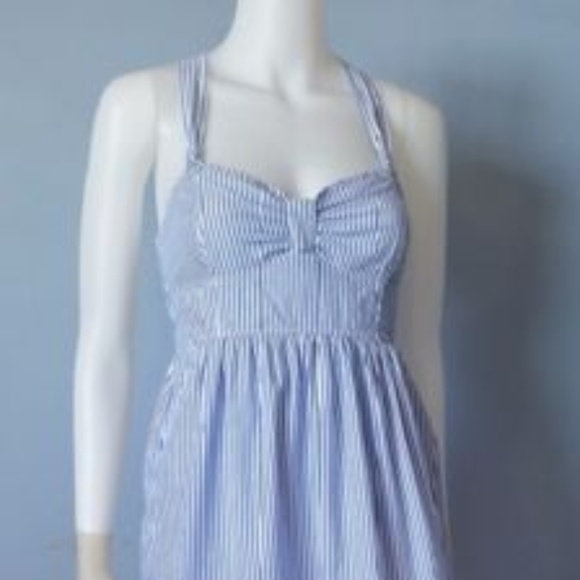 abercrombie blue and white striped dress